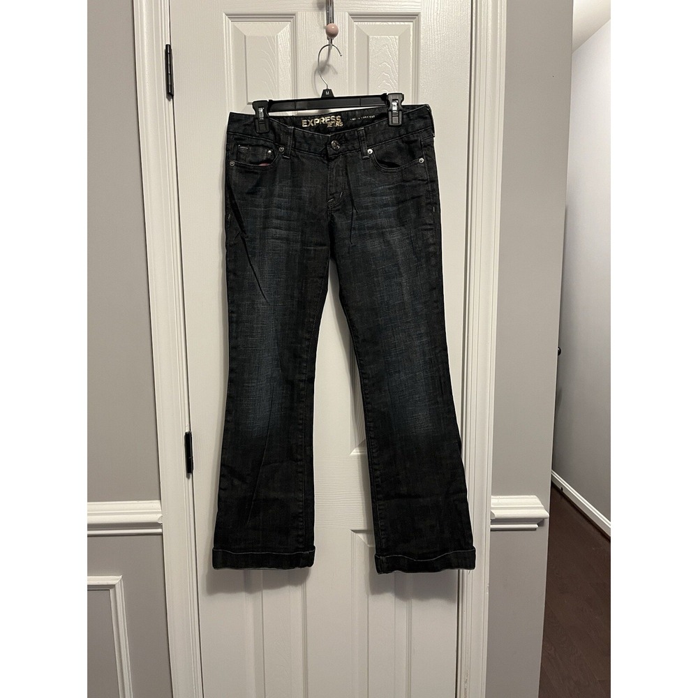 Express Jeans Womens Stella Boot Cut Denim Size 6 Embroidered Pockets Rhinestone